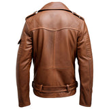 Winter Brown Moto-Biker Premium Sheepskin Leather Jacket For Men