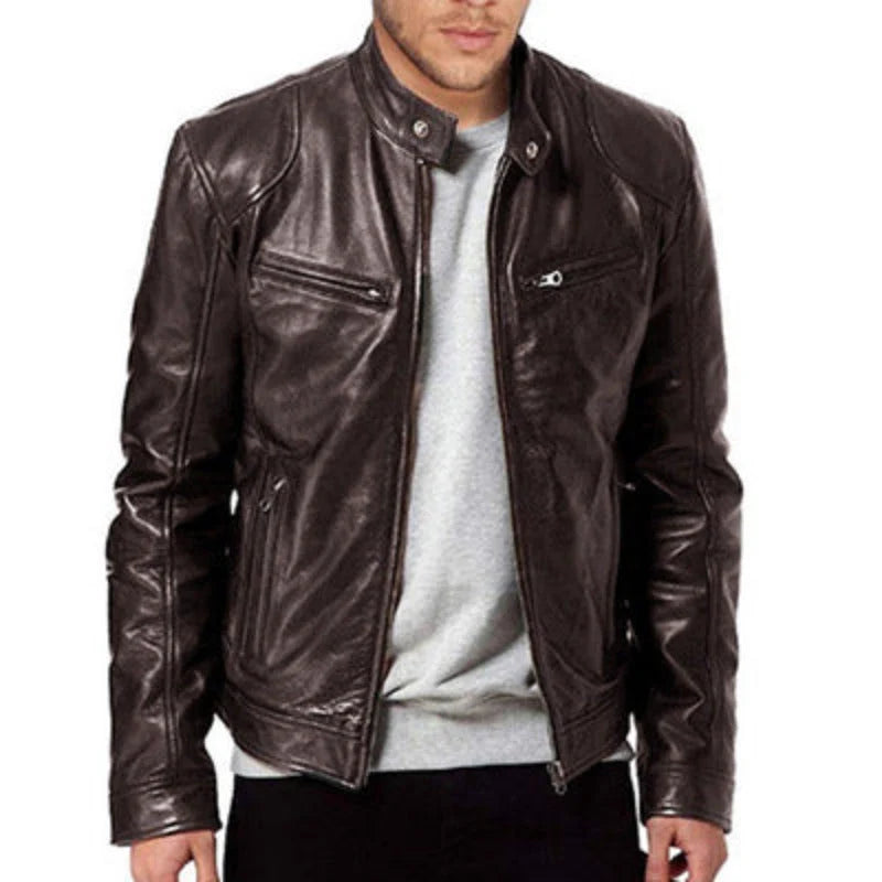 Winter Black Sleek Motorcycle Premium Sheepskin Leather Jacket For Men