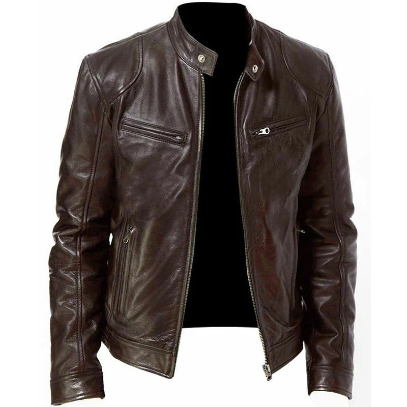 Winter Black Sleek Motorcycle Premium Sheepskin Leather Jacket For Men