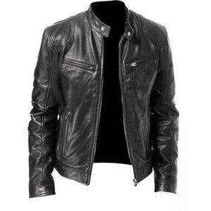 Winter Black Sleek Motorcycle Premium Sheepskin Leather Jacket For Men